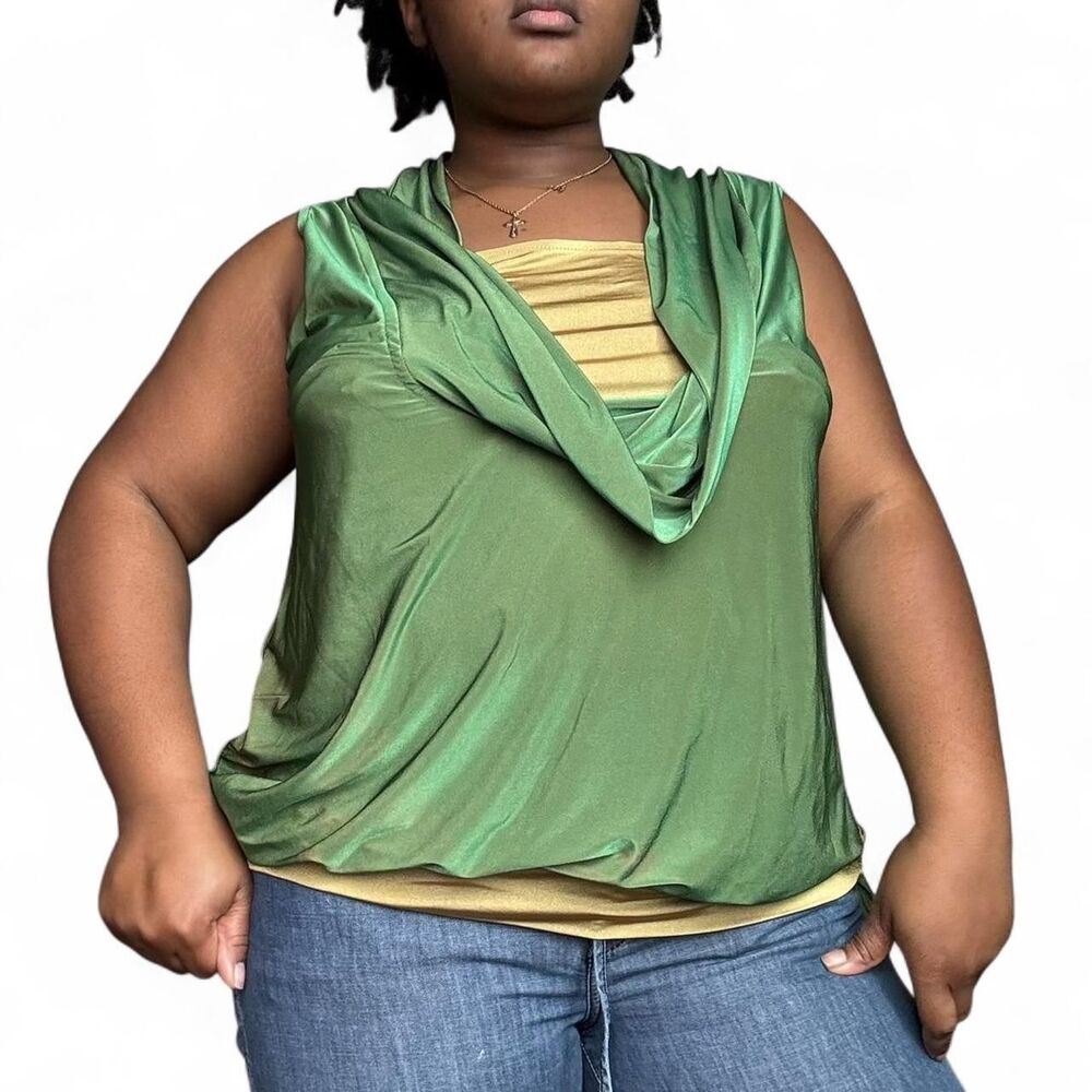 Women's Green and Gold Blouse